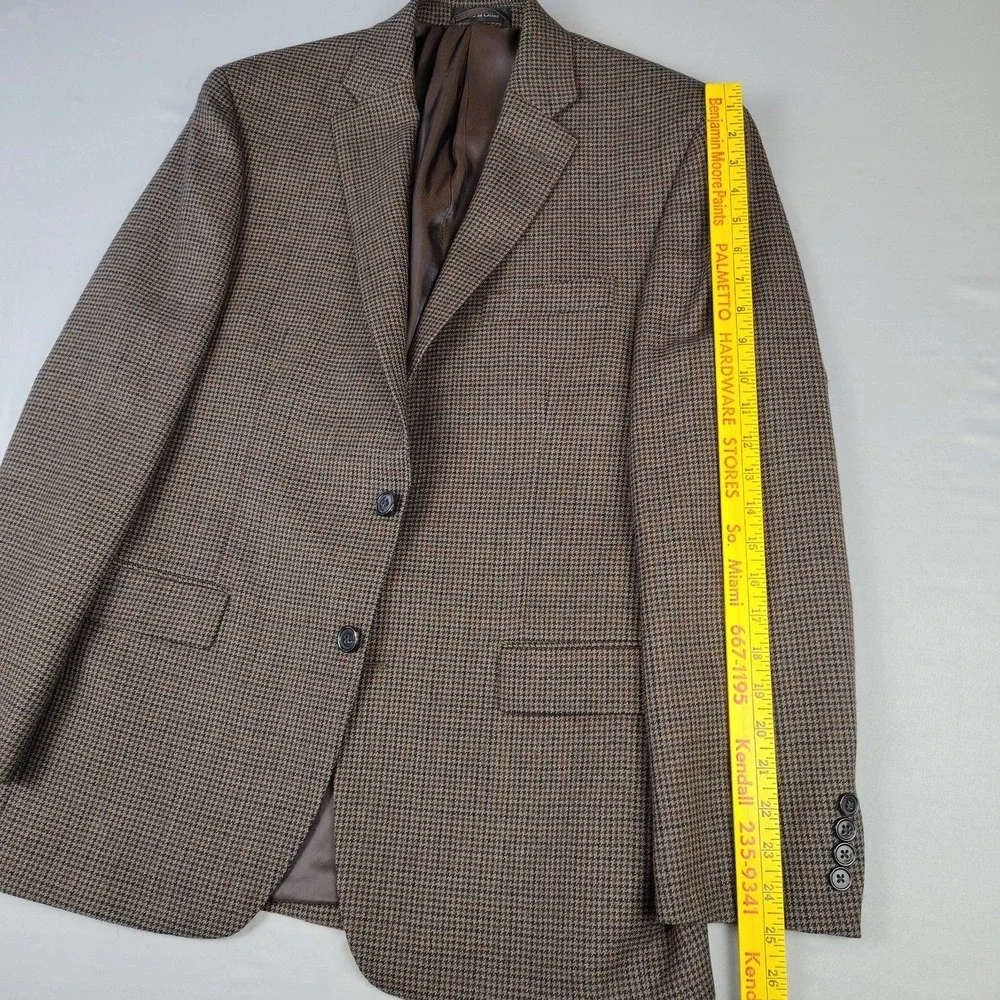 Lauren Ralph Lauren Sport Coat Men's 40R 100% Wool Brown Houndstooth Blazer